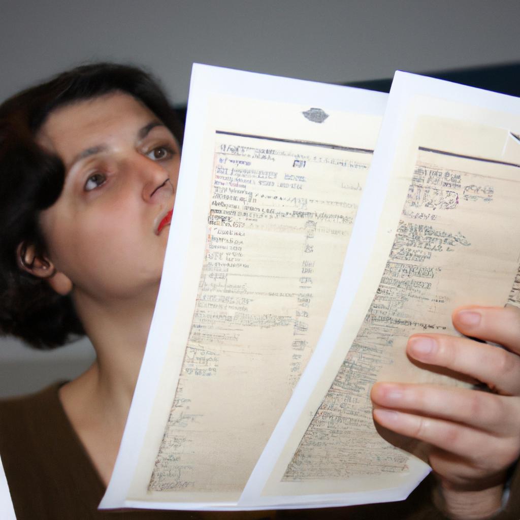 Person studying historical financial documents